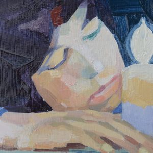 Barbara Hoogeweegen, ‘Candlelight 2’, 2015, OIL ON CARD, 10cm x 15cm