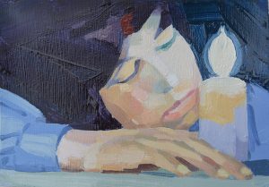 Barbara Hoogeweegen, ‘Candlelight 2’, 2015, OIL ON CARD, 10cm x 15cm