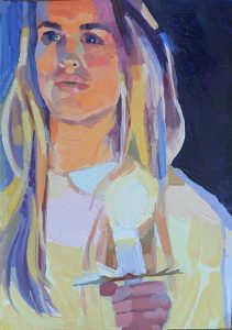 Barbara Hoogeweegen, ‘Candlelight 5’, 2015, OIL ON CARD, 15cm x 10cm