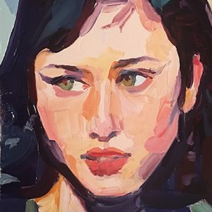 Barbara Hoogeweegen, ‘Read My Liips', 2017, Oil on canvas, 35cm x 25.5cm