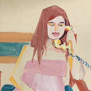 Barbara Hoogeweegen, ‘That Phone Call’, 2017, OIL ON CANVAS, 40.5cm x 30.5cm