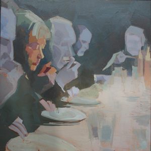 Barbara Hoogeweegen, ‘Dinner 3’, 2009, Oil on primed aluminium, 40cm x 40cm