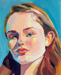 Barbara Hoogeweegen, ‘Blue', 2018, OIL ON CANVAS, 25.5cm x 30.5cm