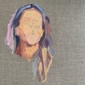 Barbara Hoogeweegen, 'Christy' (work in progress 1), 2020, OIL ON LINEN CANVAS, 20cm x 20cm