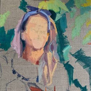 Barbara Hoogeweegen, 'Christy' (work in progress 2), 2020, OIL ON LINEN CANVAS, 20cm x 20cm