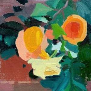 Barbara Hoogeweegen, ‘Last Summer Rose’, 2021, Oil on canvas board. From the series 'Still life and landscape'