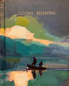 Barbara Hoogeweegen, ‘Gone Fishing’, 2021, Oil on book cover. From the series ‘Titles’
