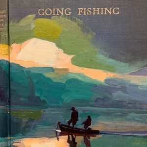 Barbara Hoogeweegen, ‘Gone Fishing’, 2021, Oil on book cover. From the series ‘Titles’