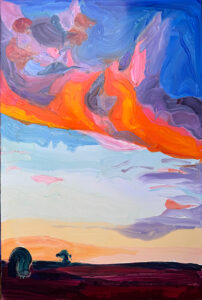 Barbara Hoogeweegen, 'Standing Alone’, 2024, Oil on board. From the series ‘Vivid Colour'.