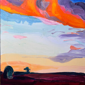 Barbara Hoogeweegen, 'Standing Alone’, 2024, Oil on board. From the series ‘Vivid Colour'.