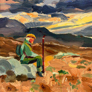 Barbara Hoogeweegen, ‘Where I'd rather be’, 2025, Oil on board. From the series ‘Vivid Colour'.