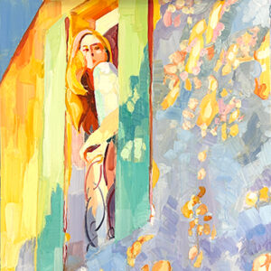 Barbara Hoogeweegen, ‘Imminent Arrival’, 2025, Oil on wood box panel. From the series ‘Vivid Colour'.